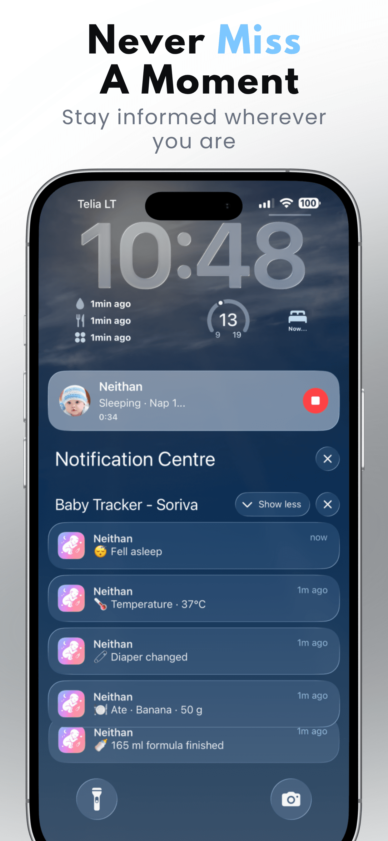 Notification and reminder screen in Baby Tracker